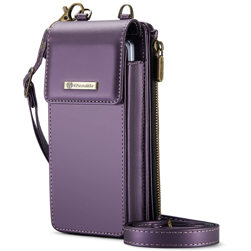 CASEME ME50 Phone Shoulder Bag for Samsung Galaxy Z Fold7 5G / Z Fold6 5G / Z Fold5 5G / Z Fold4 5G / Z Fold3 5G RFID Blocking Leather Pouch - Purple