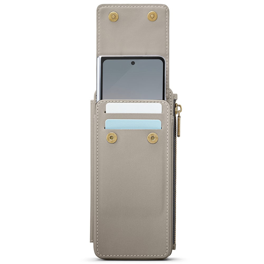CASEME ME50 Phone Shoulder Bag for Samsung Galaxy Z Fold7 5G / Z Fold6 5G / Z Fold5 5G / Z Fold4 5G / Z Fold3 5G RFID Blocking Leather Pouch - Grey