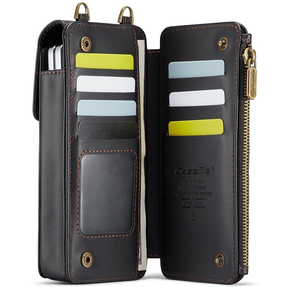 CASEME ME50 Phone Shoulder Bag for Samsung Galaxy Z Fold7 5G / Z Fold6 5G / Z Fold5 5G / Z Fold4 5G / Z Fold3 5G RFID Blocking Leather Pouch - Black
