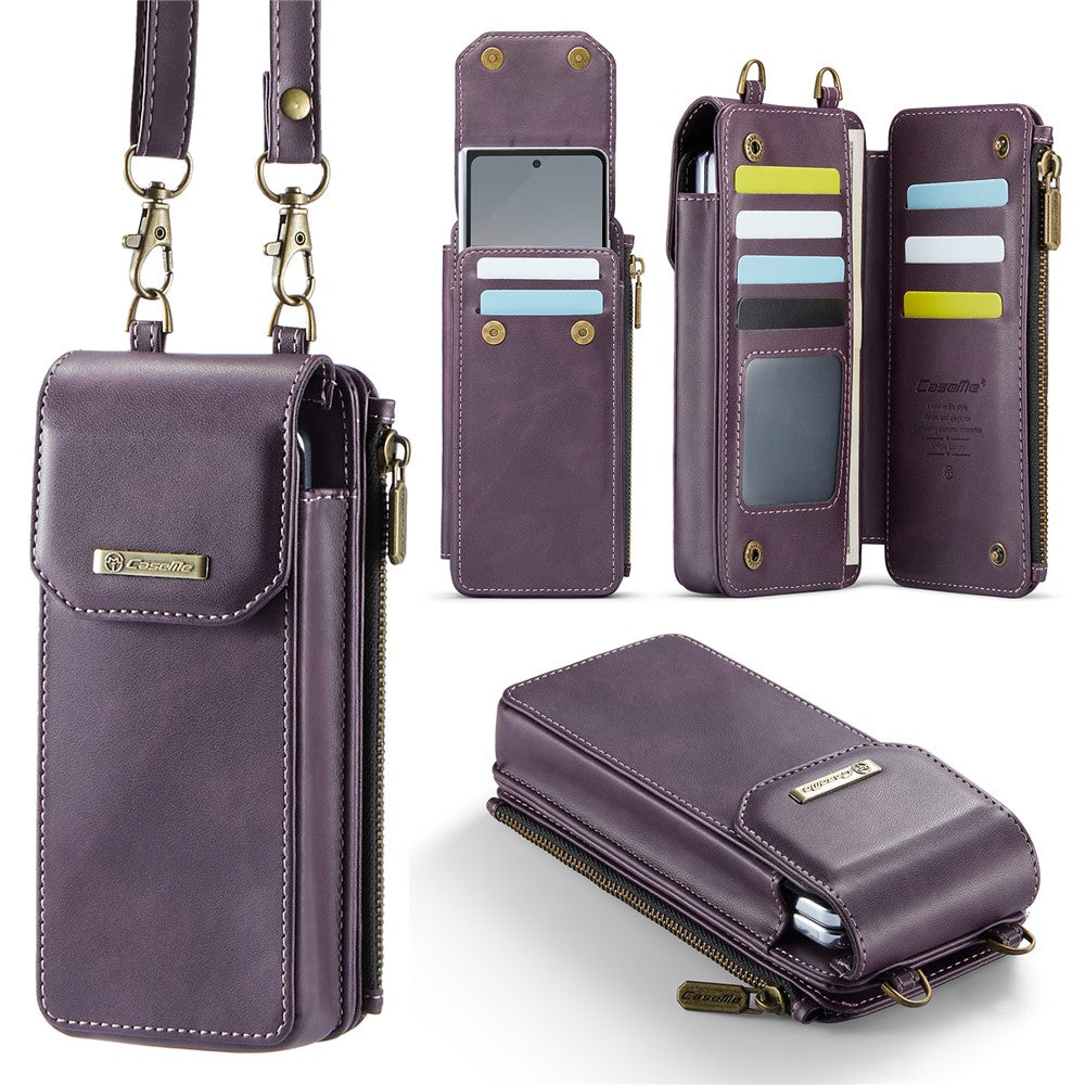 CASEME ME40 Crossbody Bag for Samsung Galaxy Z Fold7 5G / Z Fold6 5G / Z Fold5 5G / Z Fold4 5G / Z Fold3 5G Leather RFID Blocking Wallet - Purple