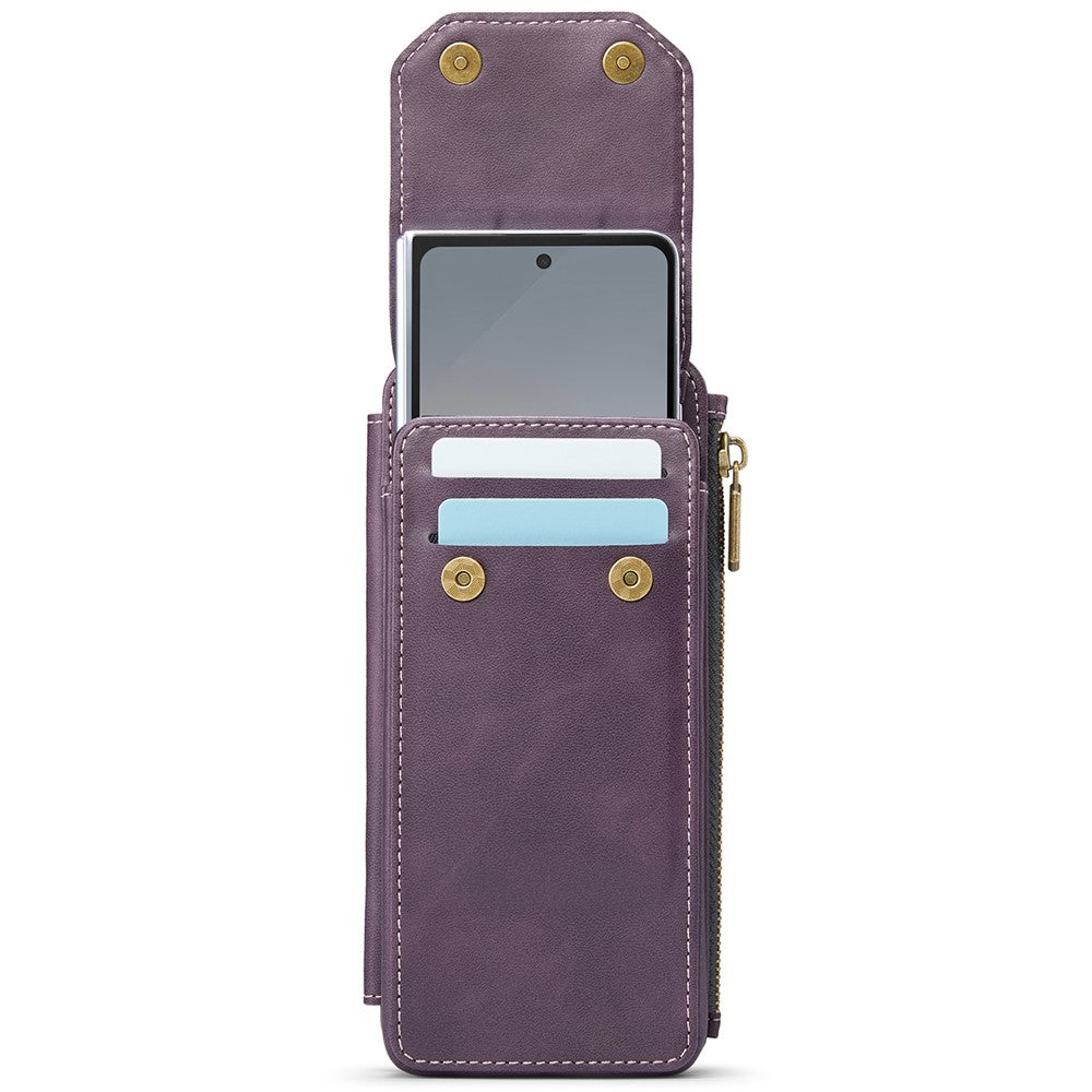 CASEME ME40 Crossbody Bag for Samsung Galaxy Z Fold7 5G / Z Fold6 5G / Z Fold5 5G / Z Fold4 5G / Z Fold3 5G Leather RFID Blocking Wallet - Purple