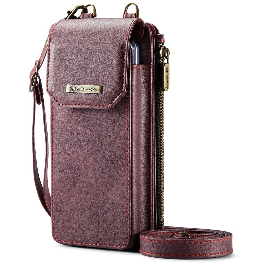 CASEME ME40 Crossbody Bag for Samsung Galaxy Z Fold7 5G / Z Fold6 5G / Z Fold5 5G / Z Fold4 5G / Z Fold3 5G Leather RFID Blocking Wallet- Red