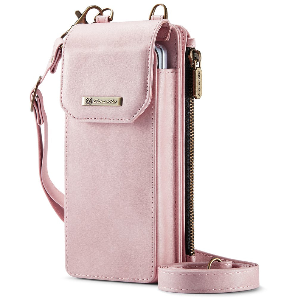 CASEME ME40 Crossbody Bag for Samsung Galaxy Z Fold7 5G / Z Fold6 5G / Z Fold5 5G / Z Fold4 5G / Z Fold3 5G Leather RFID Blocking Wallet - Pink