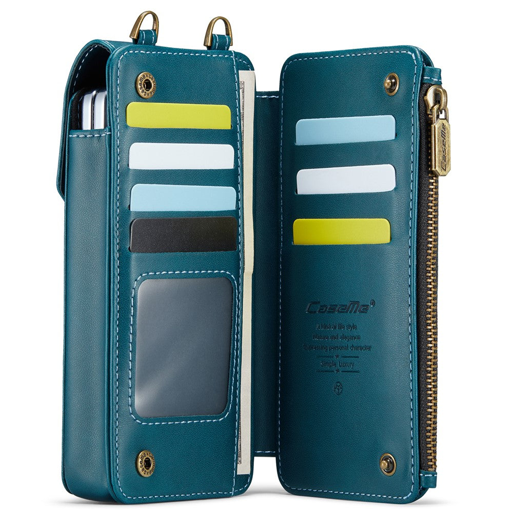 CASEME ME40 Crossbody Bag for Samsung Galaxy Z Fold7 5G / Z Fold6 5G / Z Fold5 5G / Z Fold4 5G / Z Fold3 5G Leather RFID Blocking Wallet- Blue