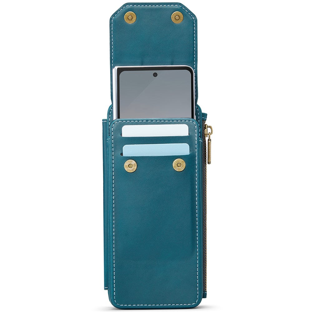 CASEME ME40 Crossbody Bag for Samsung Galaxy Z Fold7 5G / Z Fold6 5G / Z Fold5 5G / Z Fold4 5G / Z Fold3 5G Leather RFID Blocking Wallet- Blue