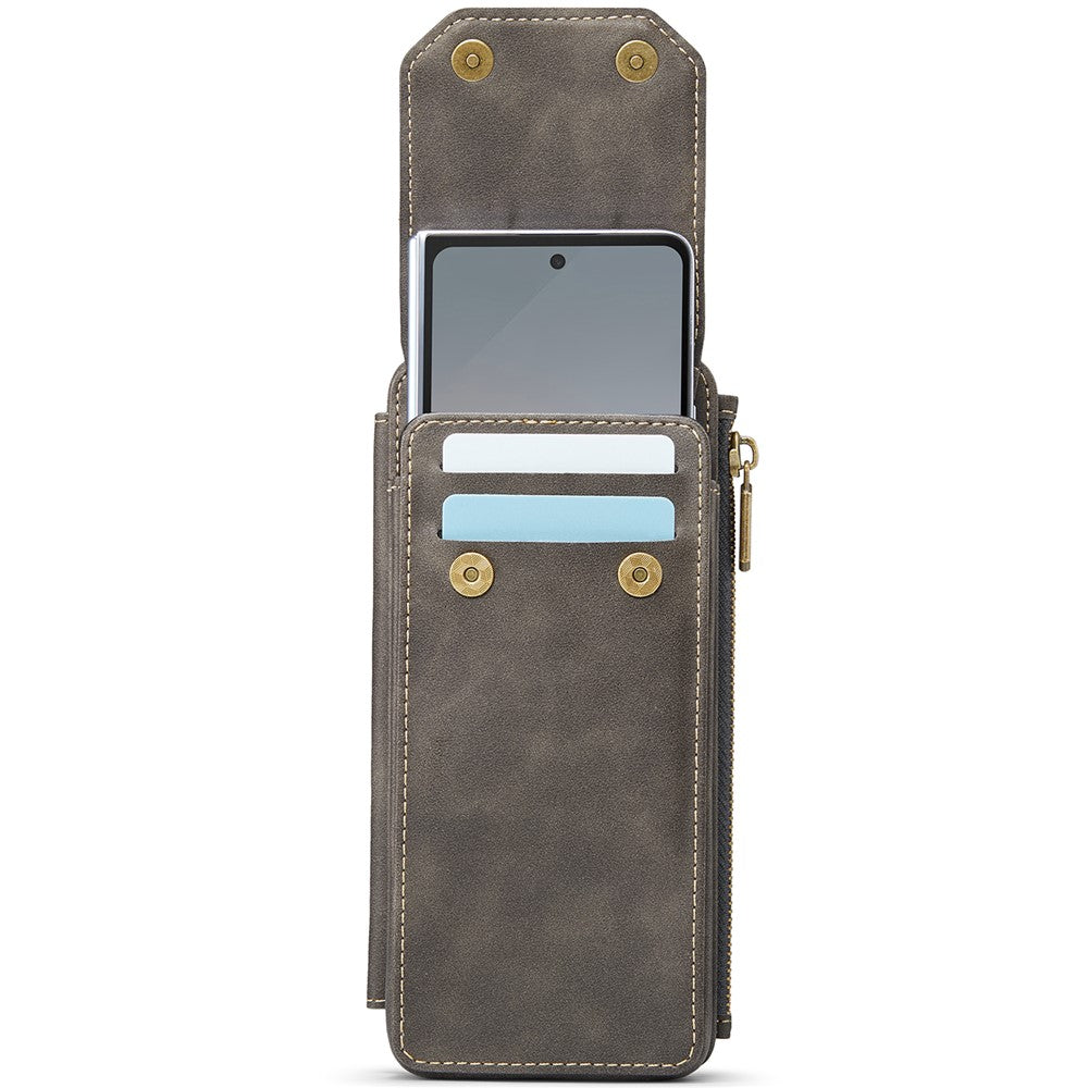 CASEME ME40 Crossbody Bag for Samsung Galaxy Z Fold7 5G / Z Fold6 5G / Z Fold5 5G / Z Fold4 5G / Z Fold3 5G Leather RFID Blocking Wallet - Coffee