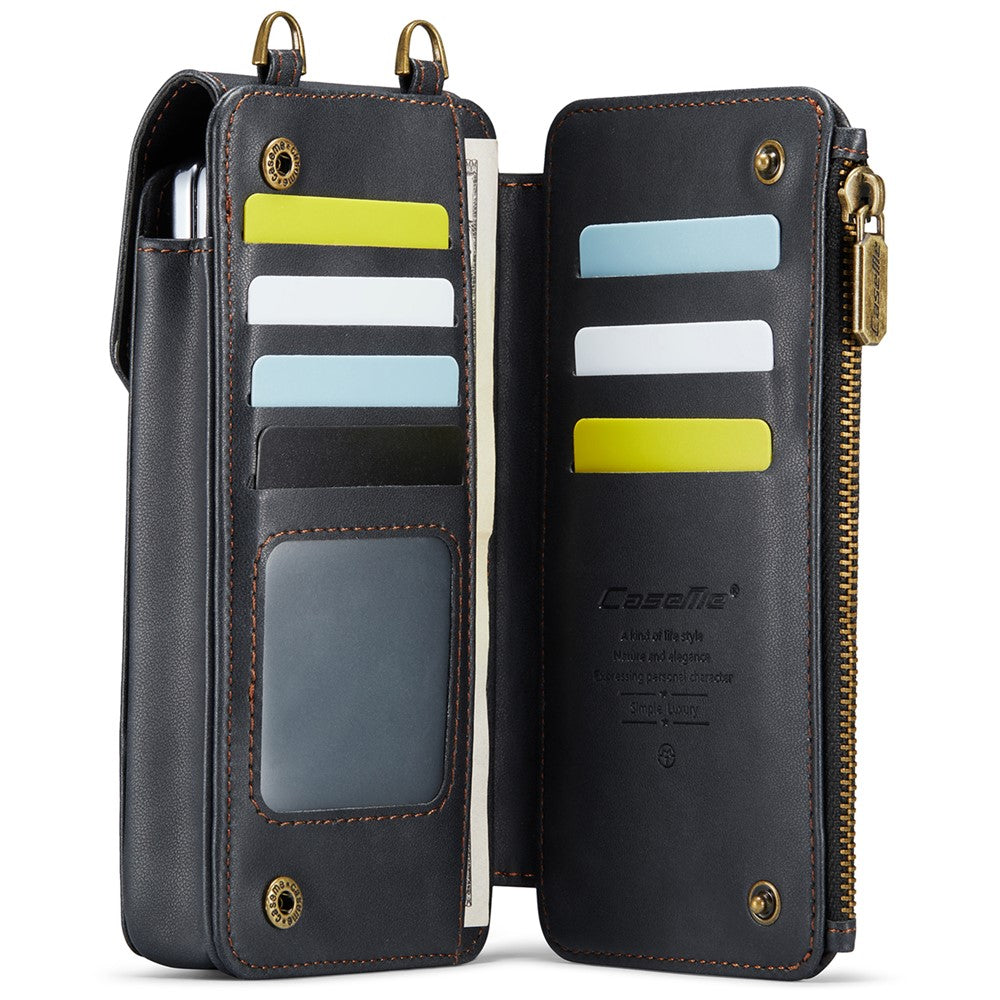 CASEME ME40 Crossbody Bag for Samsung Galaxy Z Fold7 5G / Z Fold6 5G / Z Fold5 5G / Z Fold4 5G / Z Fold3 5G Leather RFID Blocking Wallet - Black