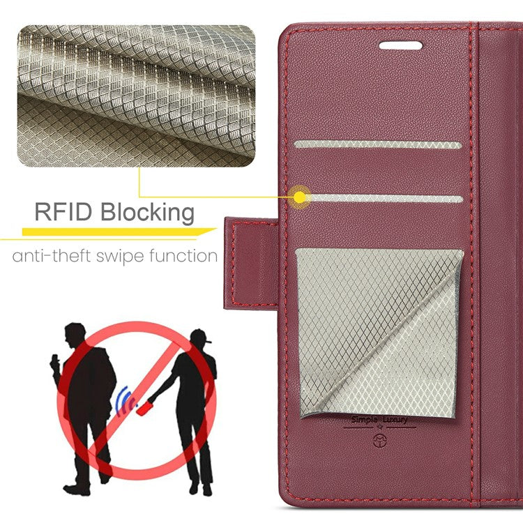CASEME 023 Series For iPhone 16 Pro Case RFID Blocking Glossy Stand Phone Cover - Red
