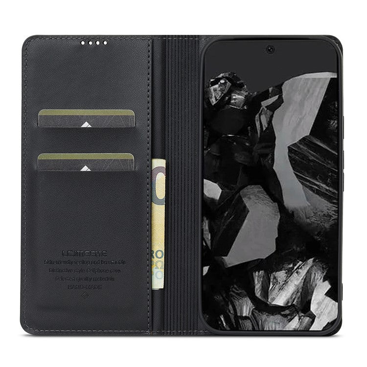 LC.IMEEKE L1 Series for Google Pixel 9 Pro  /  Pixel 9 Case PU Leather Wallet Stand Protective Phone Cover - Black