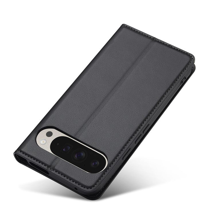 LC.IMEEKE L1 Series for Google Pixel 9 Pro  /  Pixel 9 Case PU Leather Wallet Stand Protective Phone Cover - Black