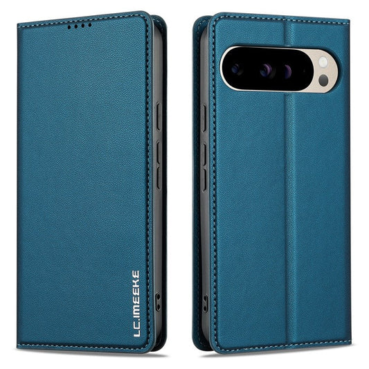 LC.IMEEKE L1 Series for Google Pixel 9 Pro  /  Pixel 9 Case PU Leather Wallet Stand Protective Phone Cover - Blue
