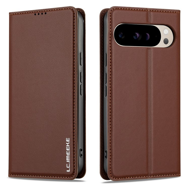 LC.IMEEKE L1 Series for Google Pixel 9 Pro  /  Pixel 9 Case PU Leather Wallet Stand Protective Phone Cover - Brown