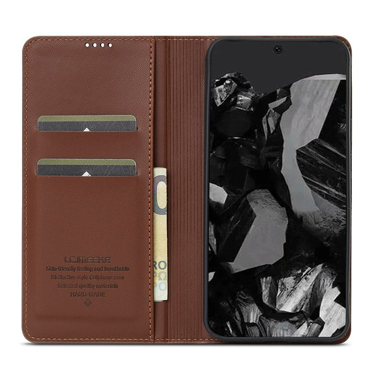 LC.IMEEKE L1 Series for Google Pixel 9 Pro  /  Pixel 9 Case PU Leather Wallet Stand Protective Phone Cover - Brown
