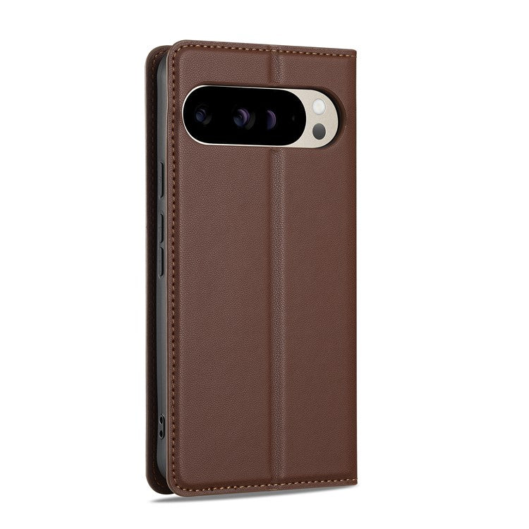 LC.IMEEKE L1 Series for Google Pixel 9 Pro  /  Pixel 9 Case PU Leather Wallet Stand Protective Phone Cover - Brown