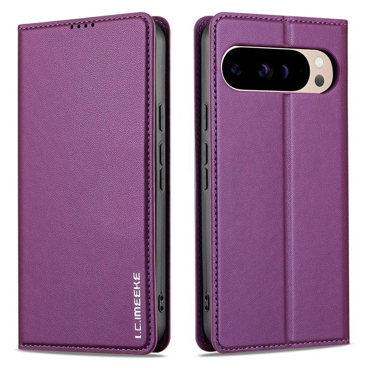 LC.IMEEKE L1 Series for Google Pixel 9 Pro  /  Pixel 9 Case PU Leather Wallet Stand Protective Phone Cover - Purple