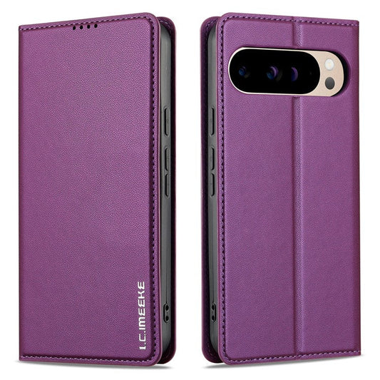 LC.IMEEKE L1 Series for Google Pixel 9 Pro  /  Pixel 9 Case PU Leather Wallet Stand Protective Phone Cover - Purple