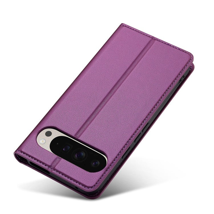 LC.IMEEKE L1 Series for Google Pixel 9 Pro  /  Pixel 9 Case PU Leather Wallet Stand Protective Phone Cover - Purple