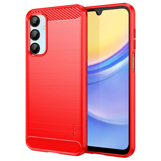 MOFI JK TPU Series-1 For Samsung Galaxy A16 5G / A16 4G Case Carbon Fiber Texture TPU Soft Phone Cover - Red