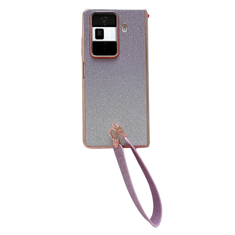 For Honor Magic Vs3 5G Case Glitter Bling Hard PC Phone Cover with Wrist Strap - Gradient Purple