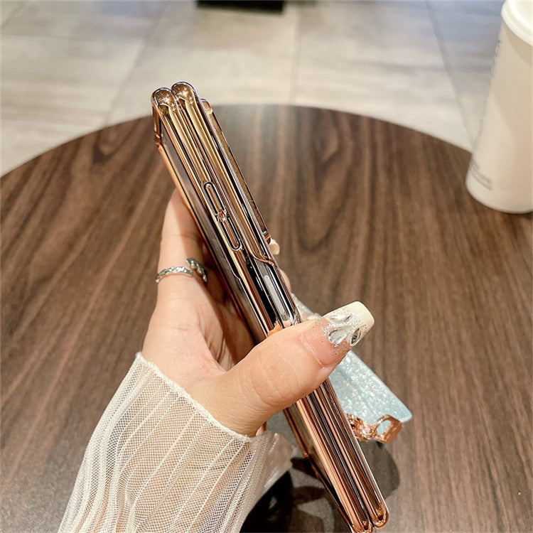 For Honor Magic Vs3 5G Case Glitter Bling Hard PC Phone Cover with Wrist Strap - Gradient Blue