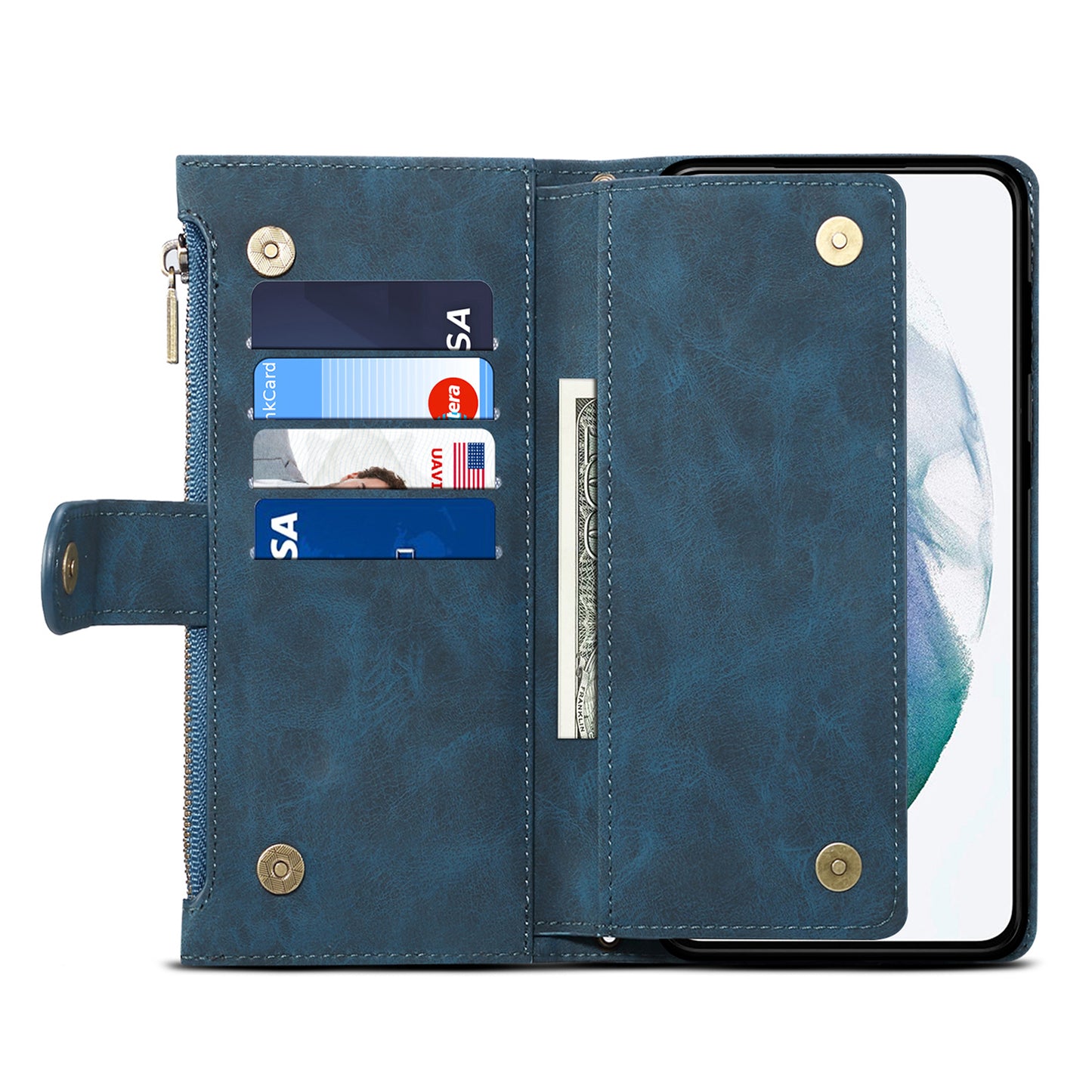 ESEBLE Star Series For Samsung Galaxy A16 5G / A16 4G Case Zipper Wallet Leather Stand Phone Cover - Blue