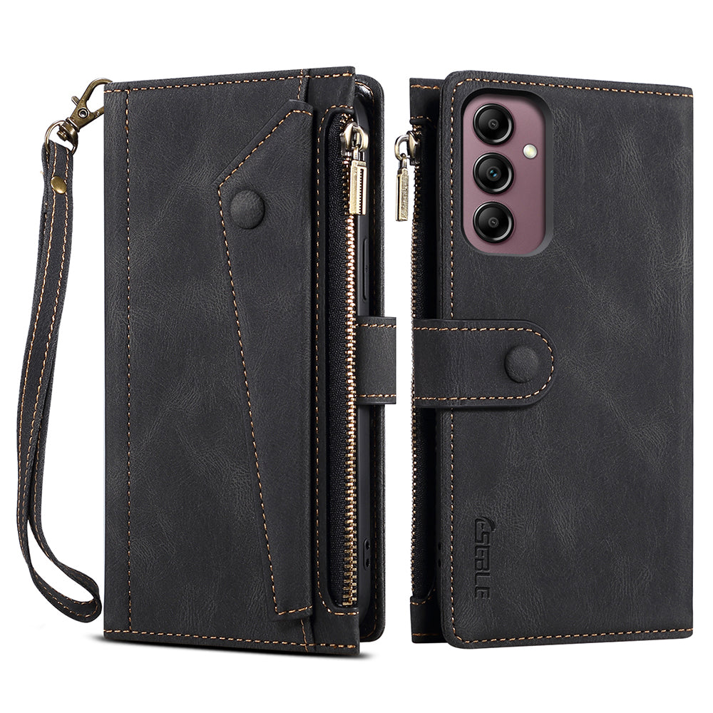 ESEBLE Star Series For Samsung Galaxy A16 5G / A16 4G Case Zipper Wallet Leather Stand Phone Cover - Black