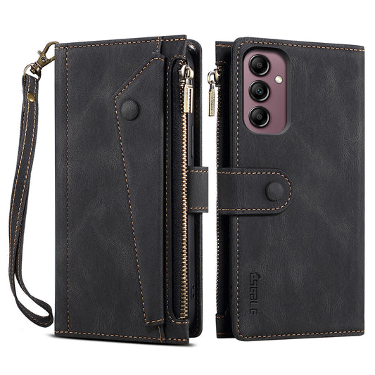 ESEBLE Star Series For Samsung Galaxy A16 5G / A16 4G Case Zipper Wallet Leather Stand Phone Cover - Black