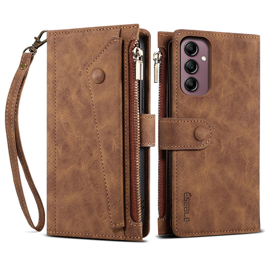 ESEBLE Star Series For Samsung Galaxy A16 5G / A16 4G Case Zipper Wallet Leather Stand Phone Cover - Brown