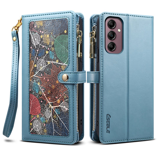 ESEBLE Galaxy Series For Samsung Galaxy A16 5G / A16 4G Case Leather Zipper Phone Cover RFID Blocking - Blue