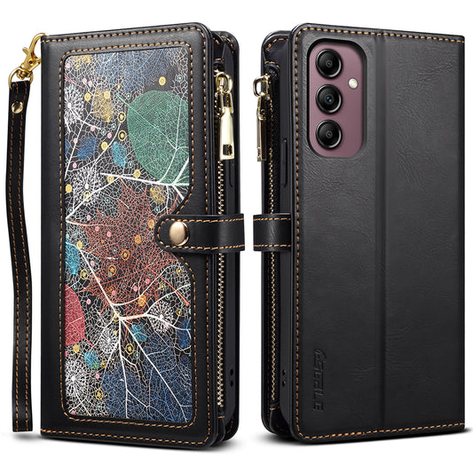 ESEBLE Galaxy Series For Samsung Galaxy A16 5G / A16 4G Case Leather Zipper Phone Cover RFID Blocking - Black