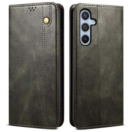 For Samsung Galaxy A16 5G / A16 4G Case Crazy Horse Texture Waxy Leather Wallet Stand Cover - Green