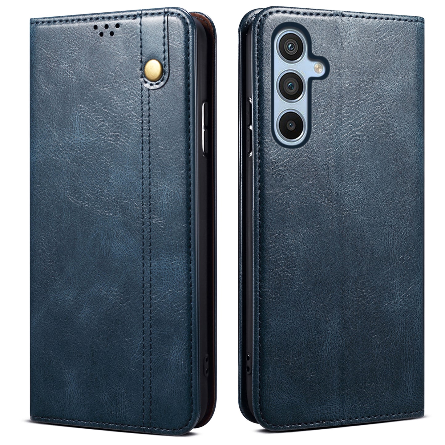 For Samsung Galaxy A16 5G / A16 4G Case Crazy Horse Texture Waxy Leather Wallet Stand Cover - Blue