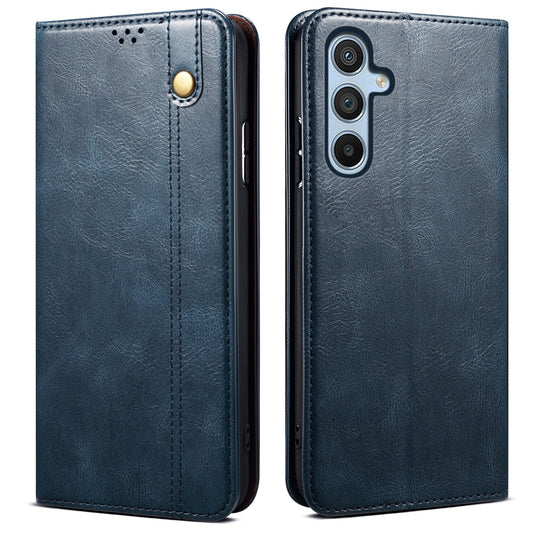 For Samsung Galaxy A16 5G / A16 4G Case Crazy Horse Texture Waxy Leather Wallet Stand Cover - Blue