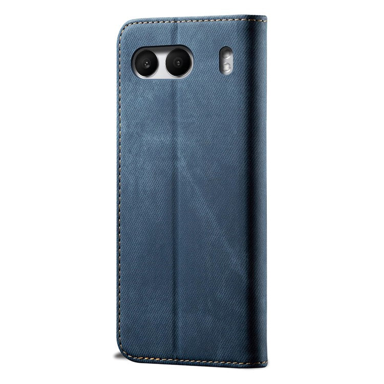 For OnePlus Nord 4 Case Jeans Cloth Texture Anti-Scratch Leather Stand Phone Cover - Blue