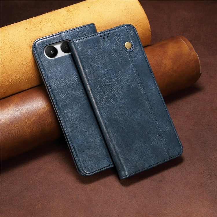For OnePlus Nord 4 Case Crazy Horse Texture Waxy Leather Wallet Stand Cover - Blue
