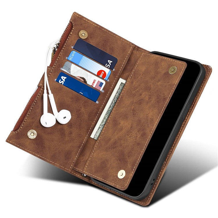 ESEBLE Star Series For Google Pixel 9 / Pixel 9 Pro Case Zipper Wallet Leather Stand Phone Cover - Brown