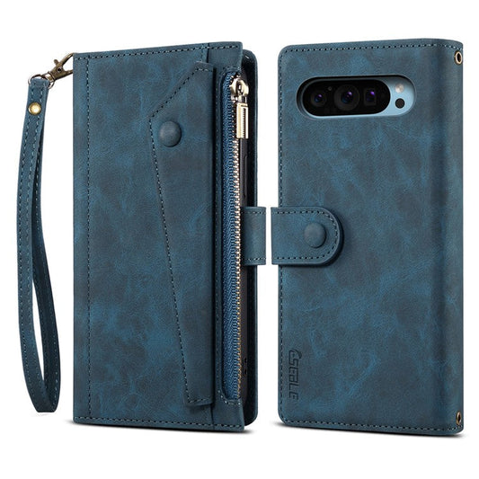 ESEBLE Star Series For Google Pixel 9 / Pixel 9 Pro Case Zipper Wallet Leather Stand Phone Cover - Blue