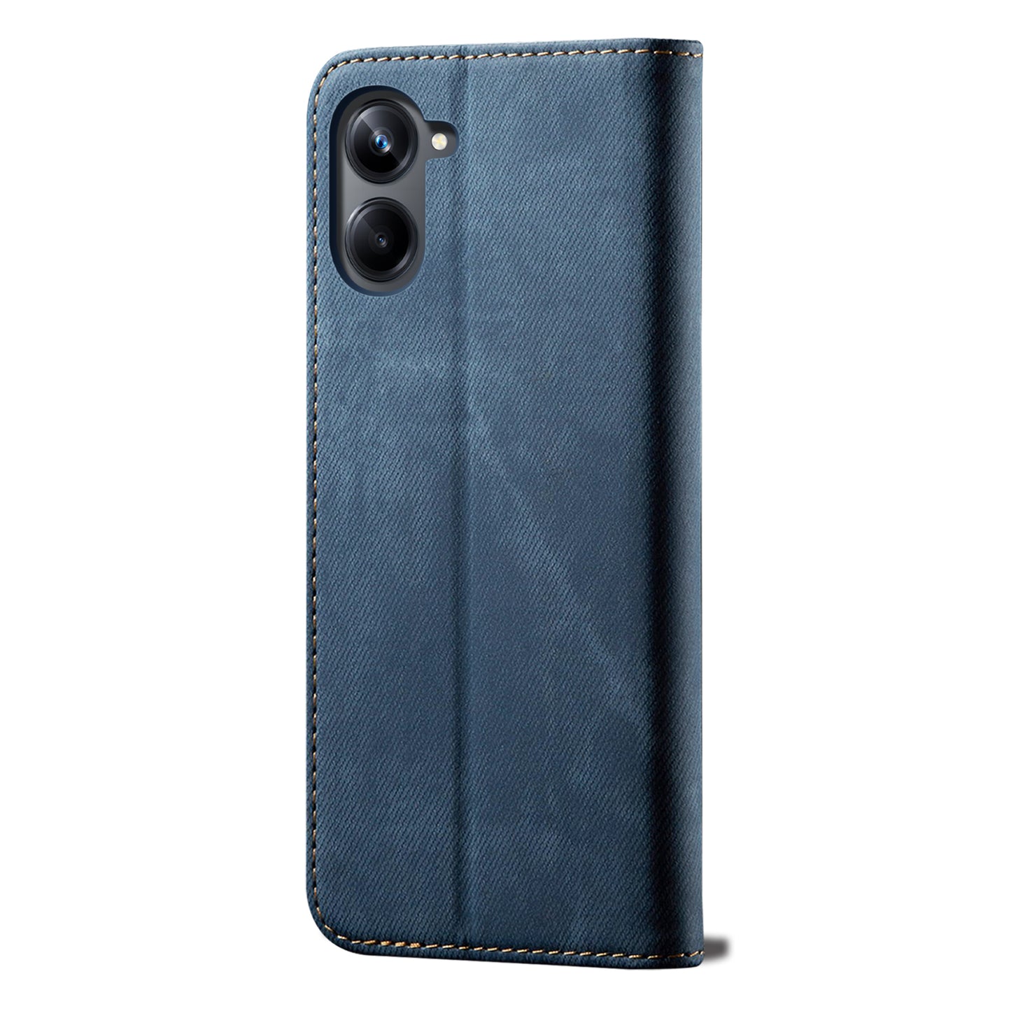 For Samsung Galaxy A06 Case Jeans Cloth Texture Anti-Scratch Leather Stand Phone Cover - Blue