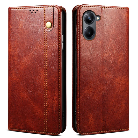 For Samsung Galaxy A06 Case Crazy Horse Texture Waxy Leather Wallet Stand Cover - Brown