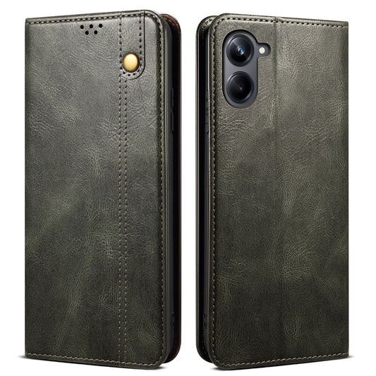 For Samsung Galaxy A06 Case Crazy Horse Texture Waxy Leather Wallet Stand Cover - Green