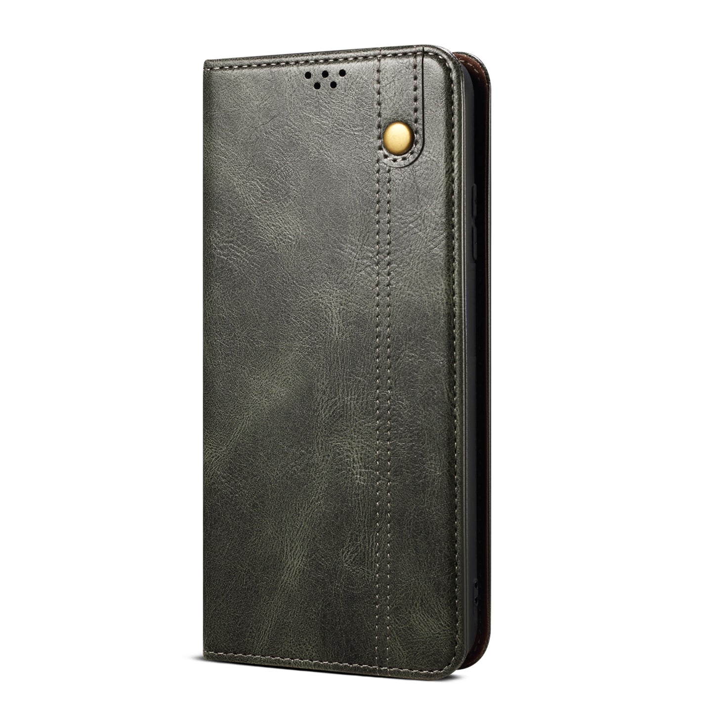 For Samsung Galaxy A06 Case Crazy Horse Texture Waxy Leather Wallet Stand Cover - Green
