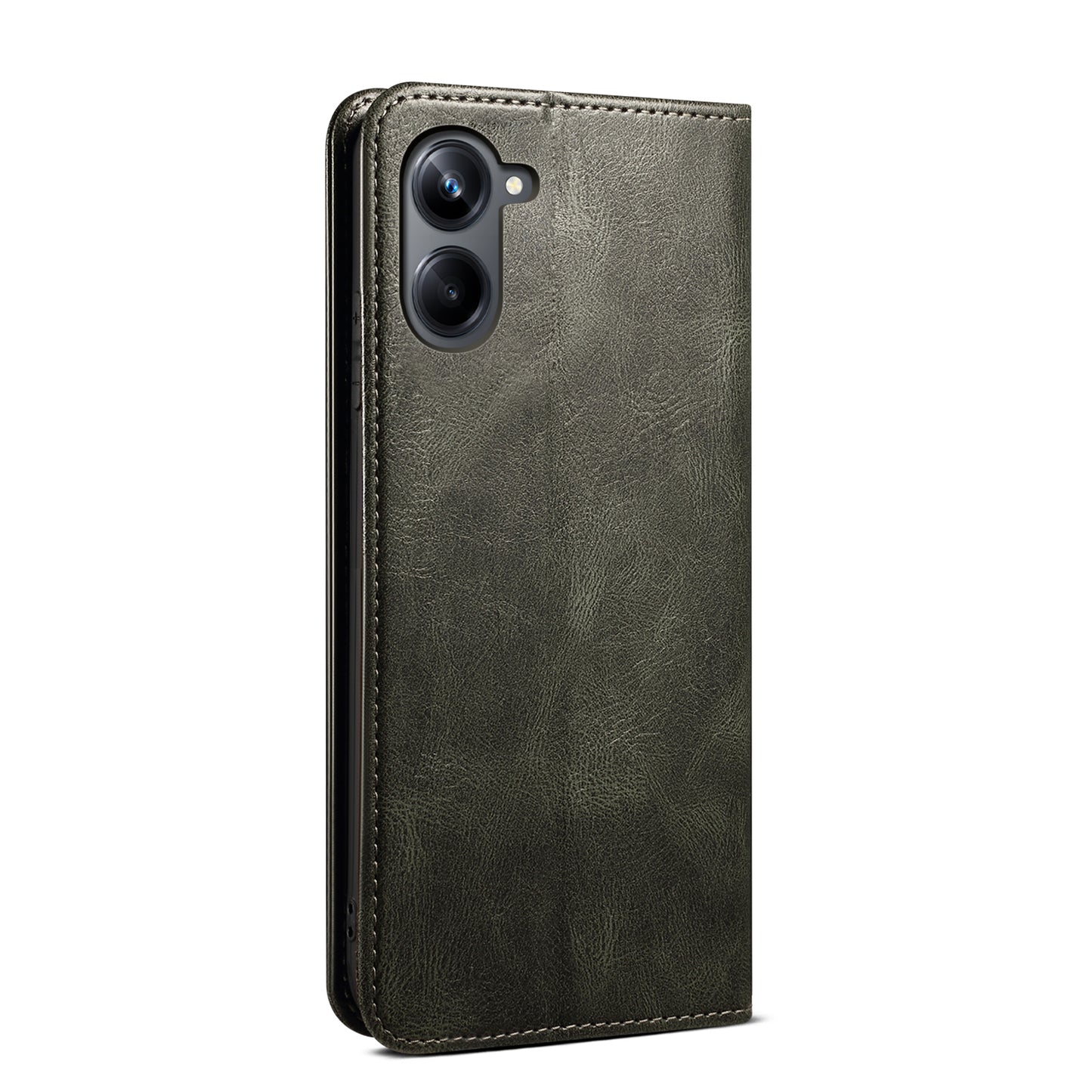 For Samsung Galaxy A06 Case Crazy Horse Texture Waxy Leather Wallet Stand Cover - Green