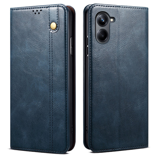 For Samsung Galaxy A06 Case Crazy Horse Texture Waxy Leather Wallet Stand Cover - Blue