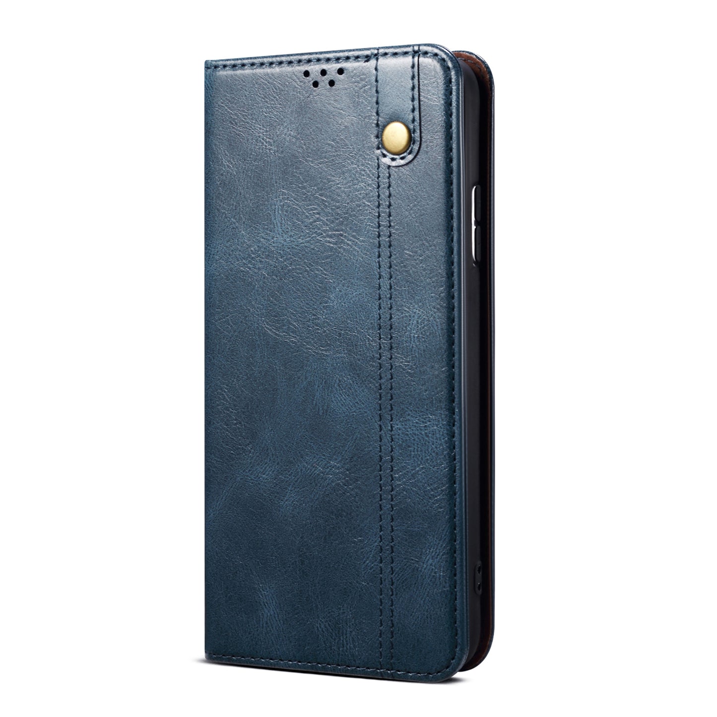 For Samsung Galaxy A06 Case Crazy Horse Texture Waxy Leather Wallet Stand Cover - Blue