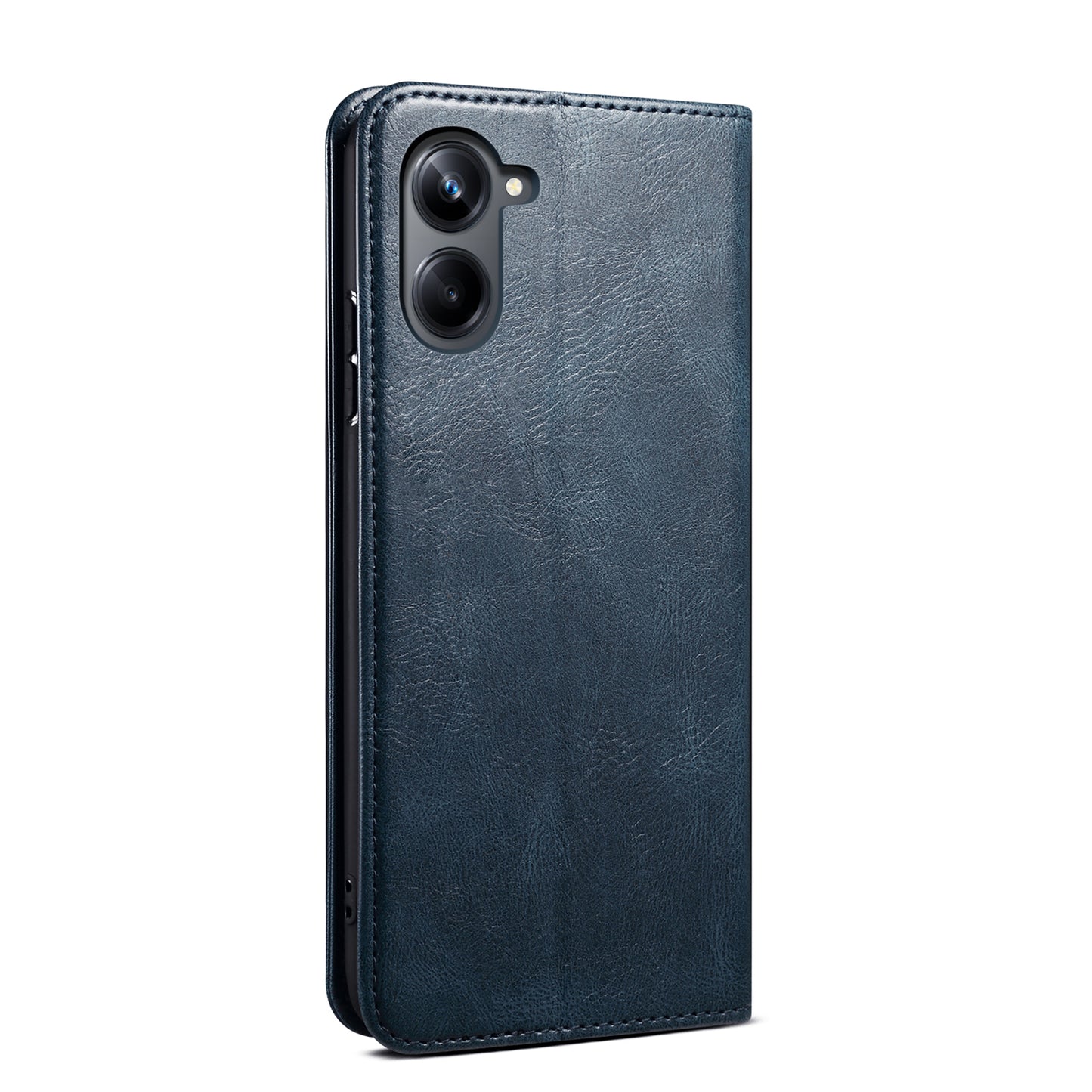For Samsung Galaxy A06 Case Crazy Horse Texture Waxy Leather Wallet Stand Cover - Blue