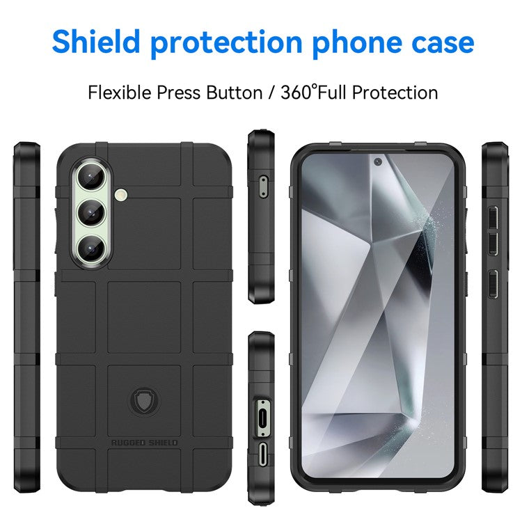 For Samsung Galaxy S24 FE Case Grid Design Soft TPU Scratch-Proof Phone Cover - Black