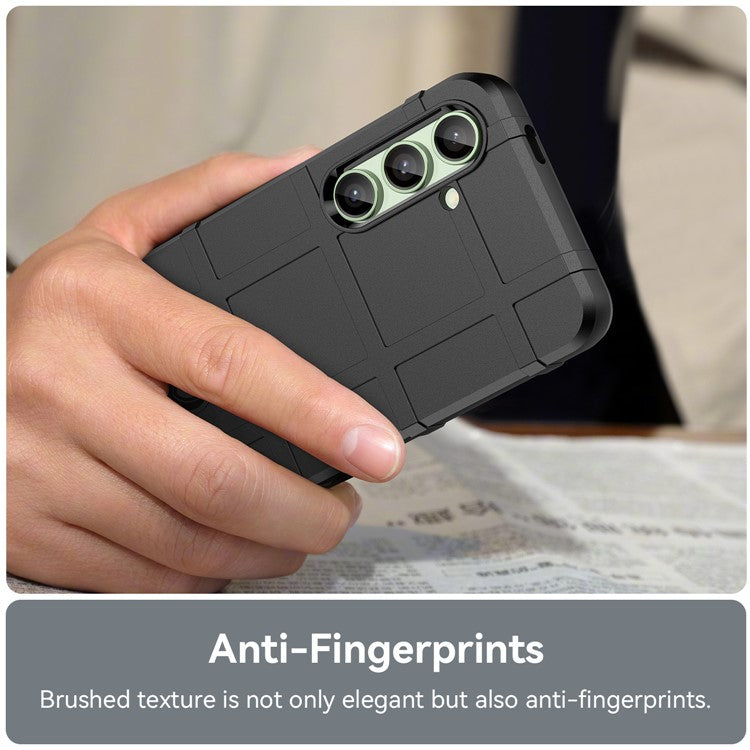 For Samsung Galaxy S24 FE Case Grid Design Soft TPU Scratch-Proof Phone Cover - Black