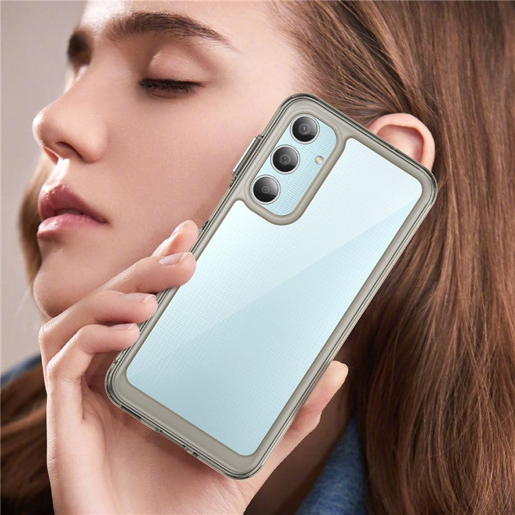 For Samsung Galaxy M35 5G Shockproof Case TPU +Acrylic Protective Clear Phone Cover - Transparent Grey