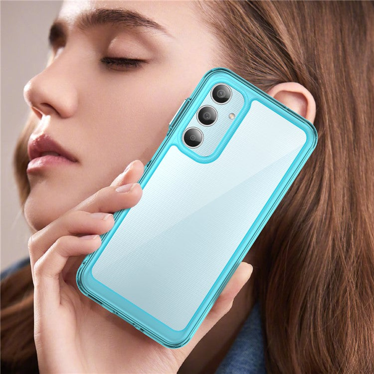 For Samsung Galaxy M35 5G Shockproof Case TPU +Acrylic Protective Clear Phone Cover - Transparent Blue