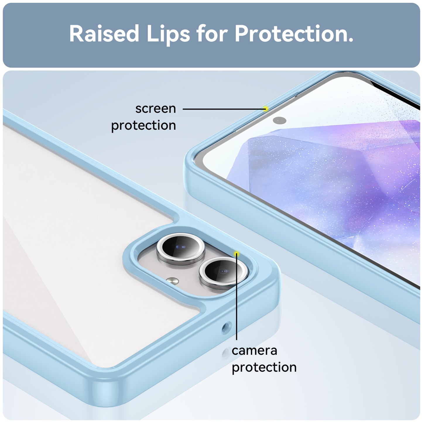 For Samsung Galaxy A06 Shockproof Case TPU +Acrylic Protective Clear Phone Cover - Blue